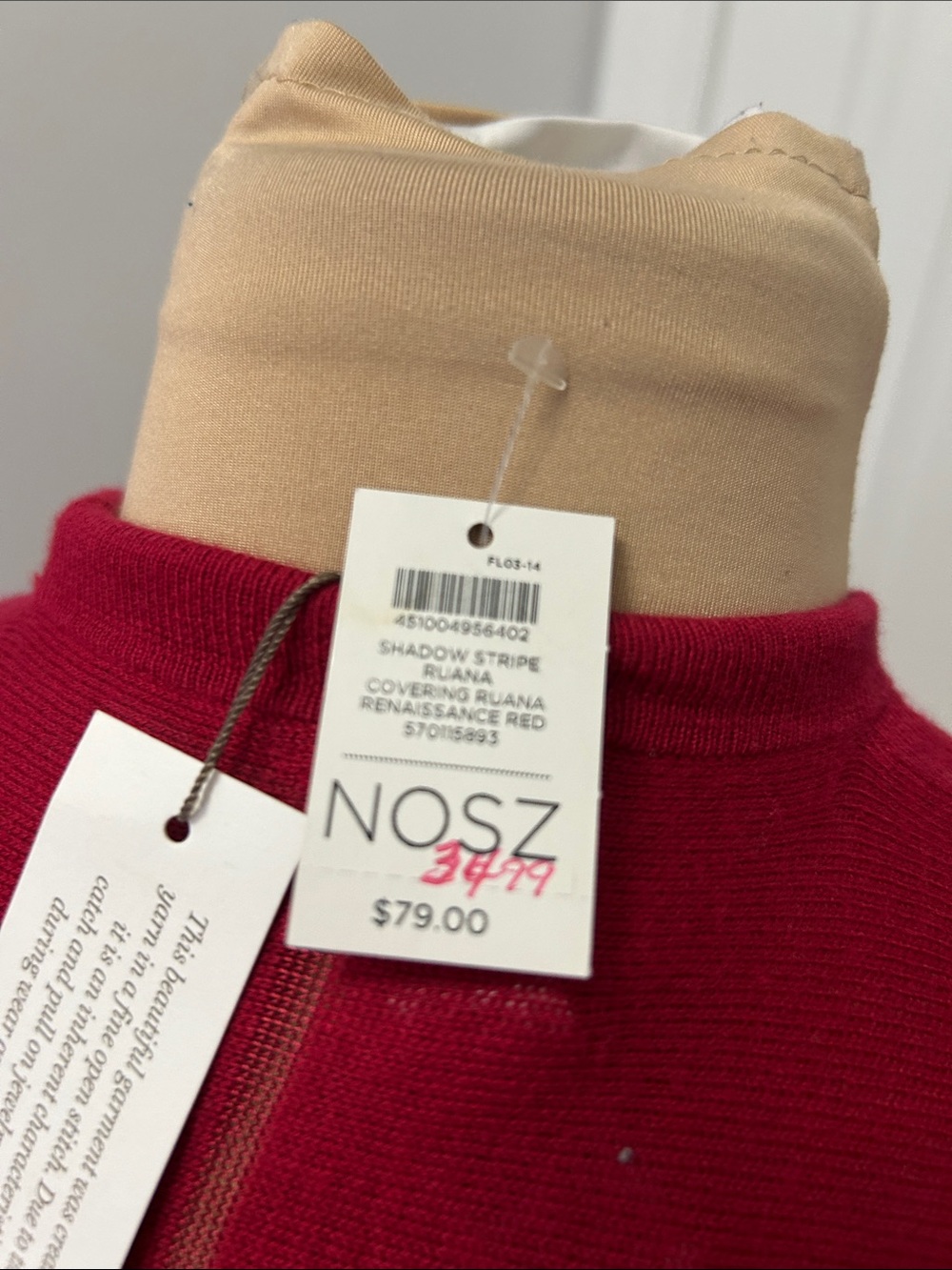 Chicos’s Shadow Stripe Ruana Renaissance Red - Picture 7 of 9